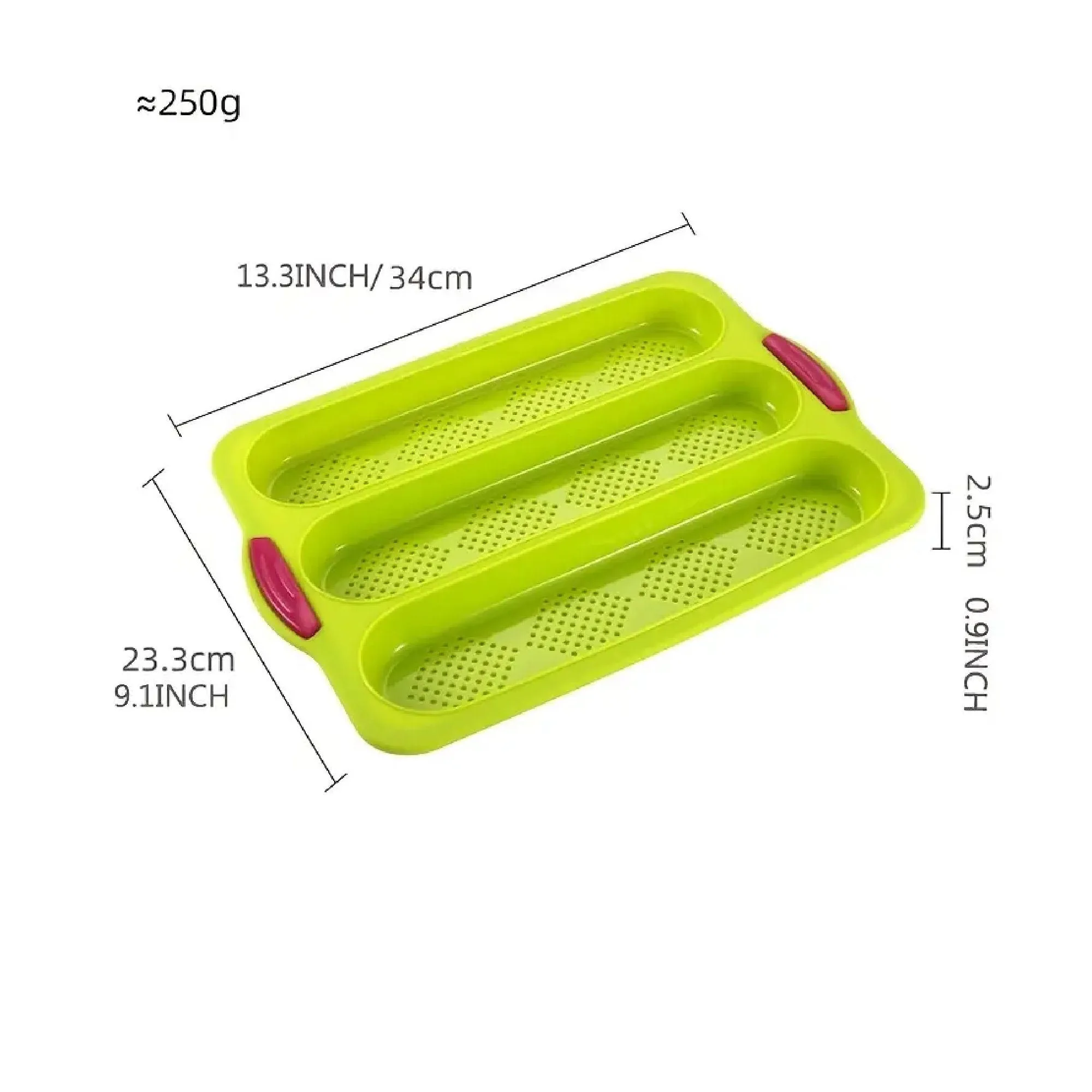 1 x High Temperature Resistant Silicone Three-Slot Baguette Loaf Pan with Open Hole for French Pie