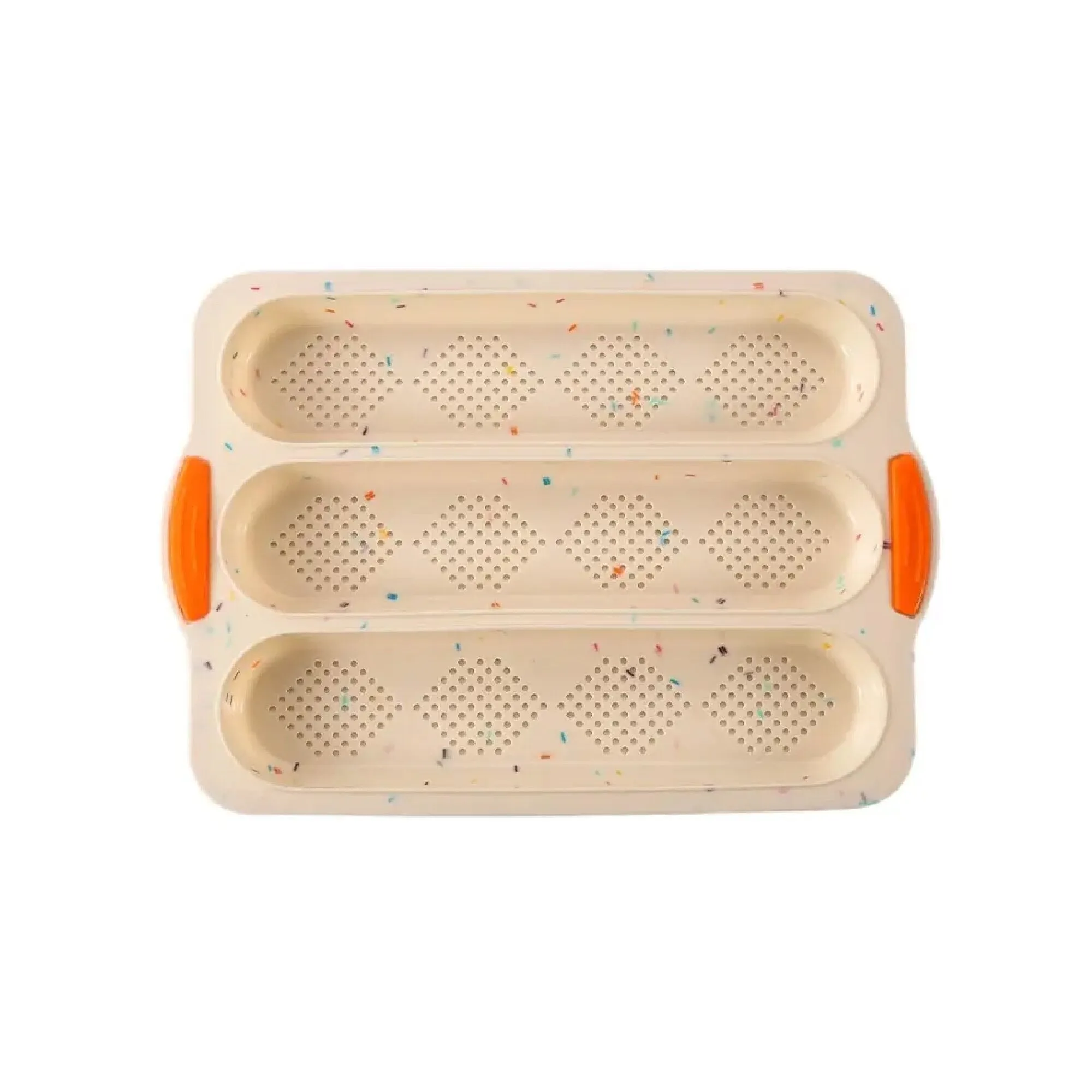 1 x High Temperature Resistant Silicone Three-Slot Baguette Loaf Pan with Open Hole for French Pie