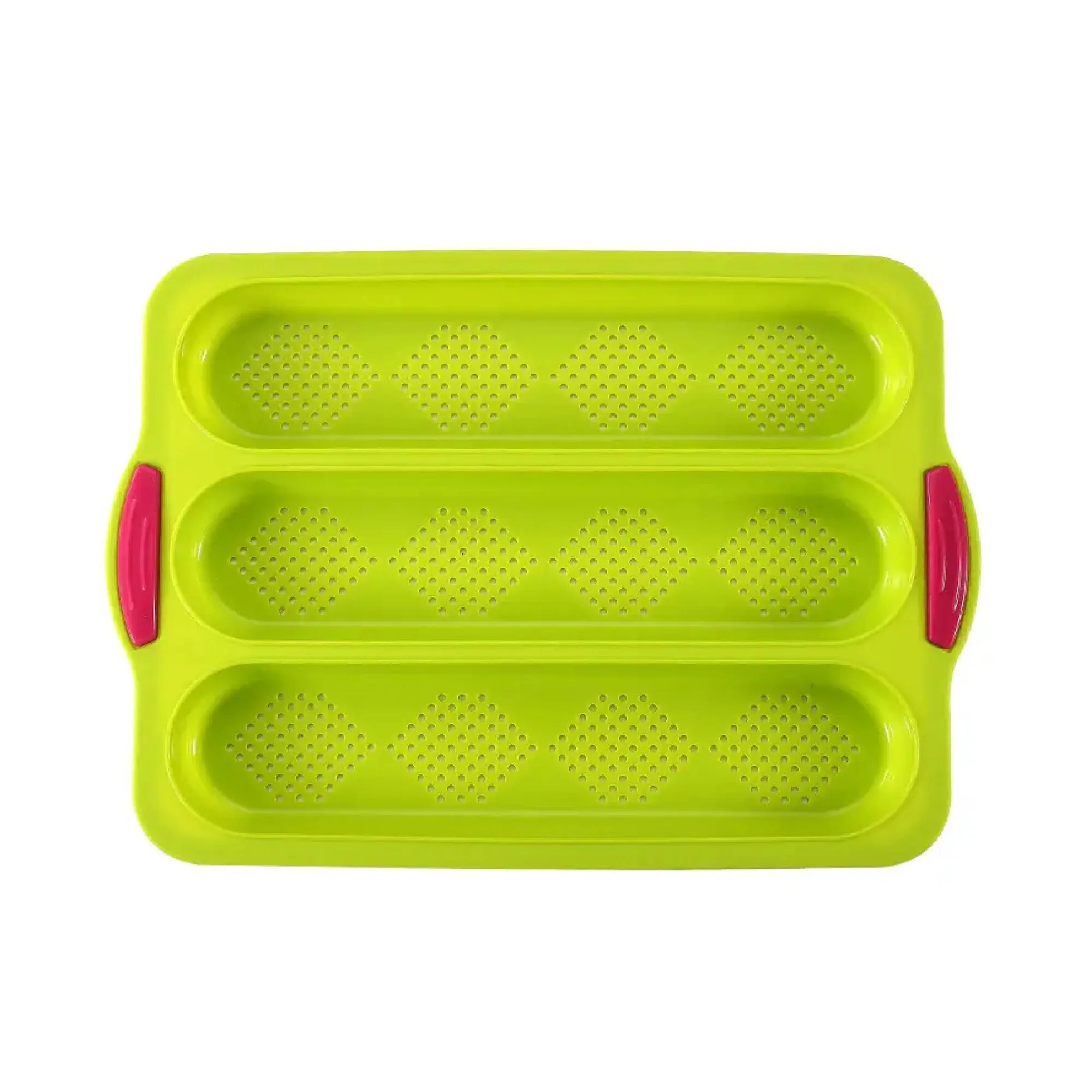 1 x High Temperature Resistant Silicone Three-Slot Baguette Loaf Pan with Open Hole for French Pie