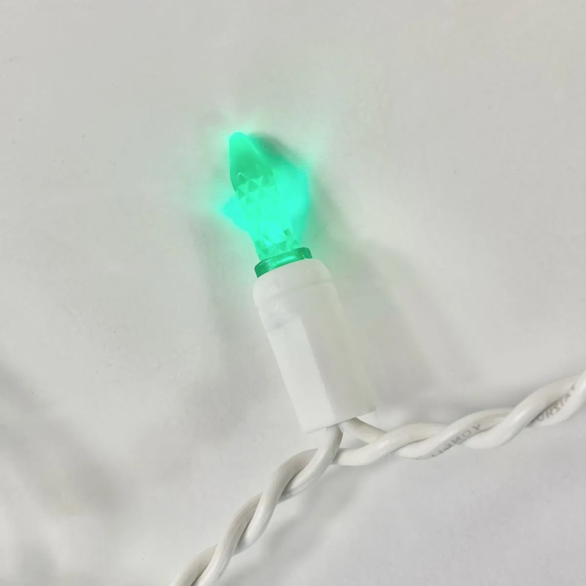 100-light M5 Green LED Icicle Lights, White Wire