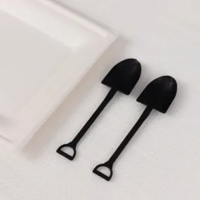 100 Pack Black Mini Shovel Plastic Ice Cream Spoons, 4.5" Disposable Dessert Spoons