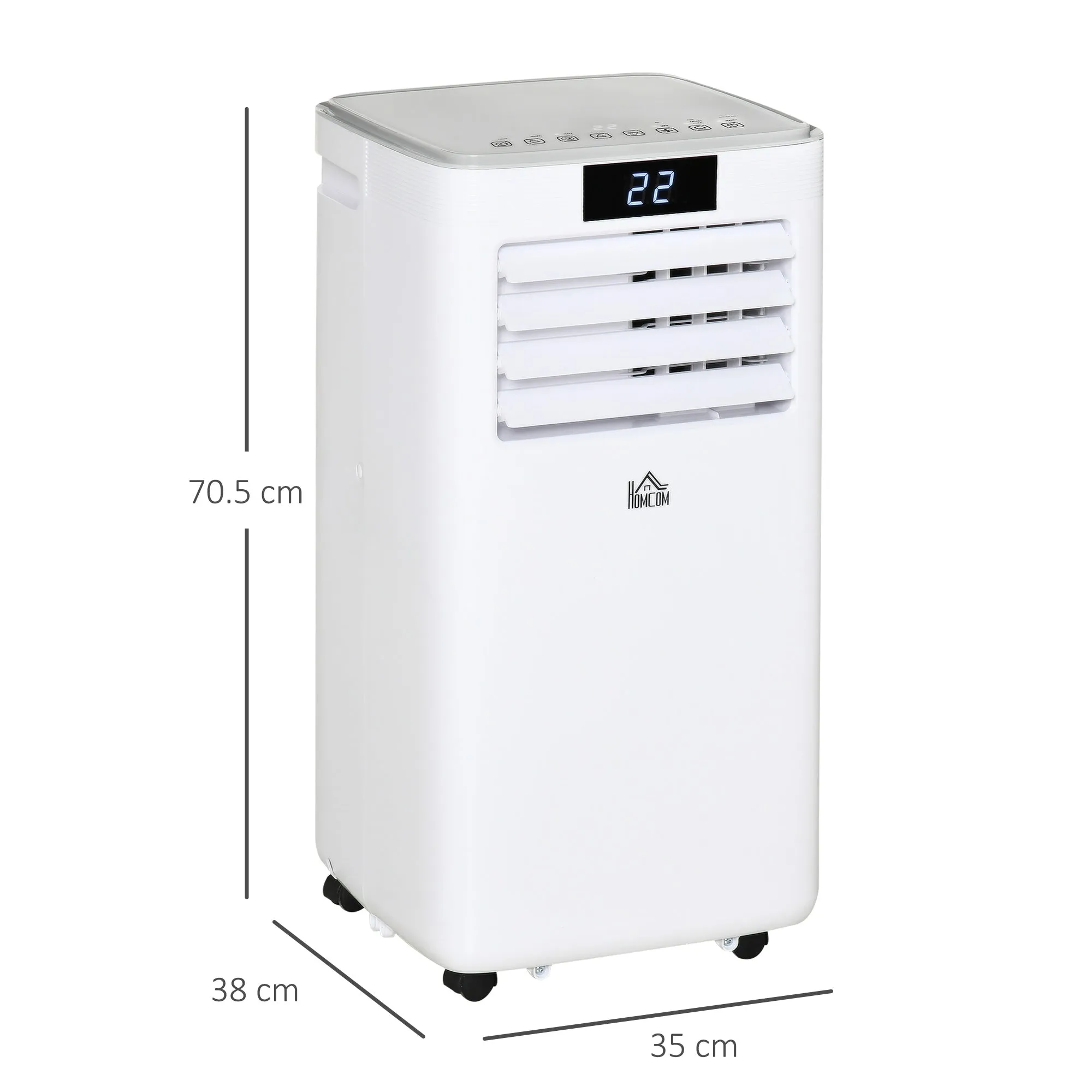 10000 BTU Mobile Air Conditioner Portable AC Unit for Cooling Dehumidifying Ventilating with Remote Controller, LED Displa, White