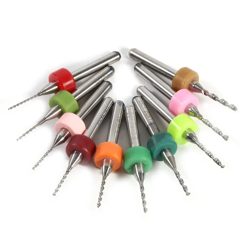 10Pcs PCB Drill Bits Set, 1/8" Shank Tungsten Carbide Micro Drill Bits Kit for PCB Print Circuit Board (0.6-1.5mm)