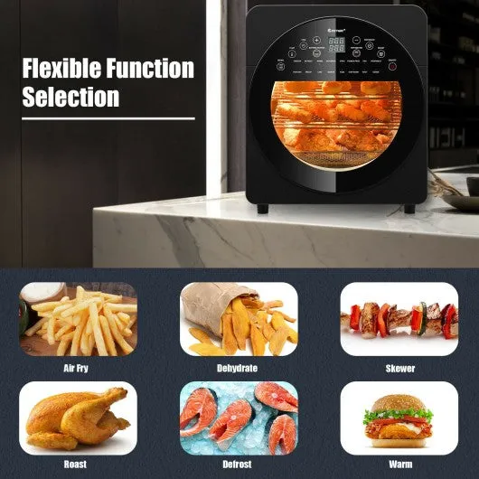 16-in-1 Air Fryer 15.5 QT Toaster Rotisserie Dehydrator Oven-Black