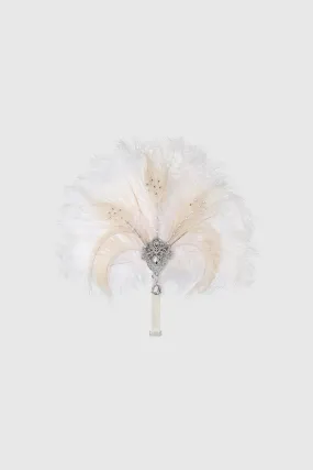 1920s Vintage Rhinestone Feather Fan