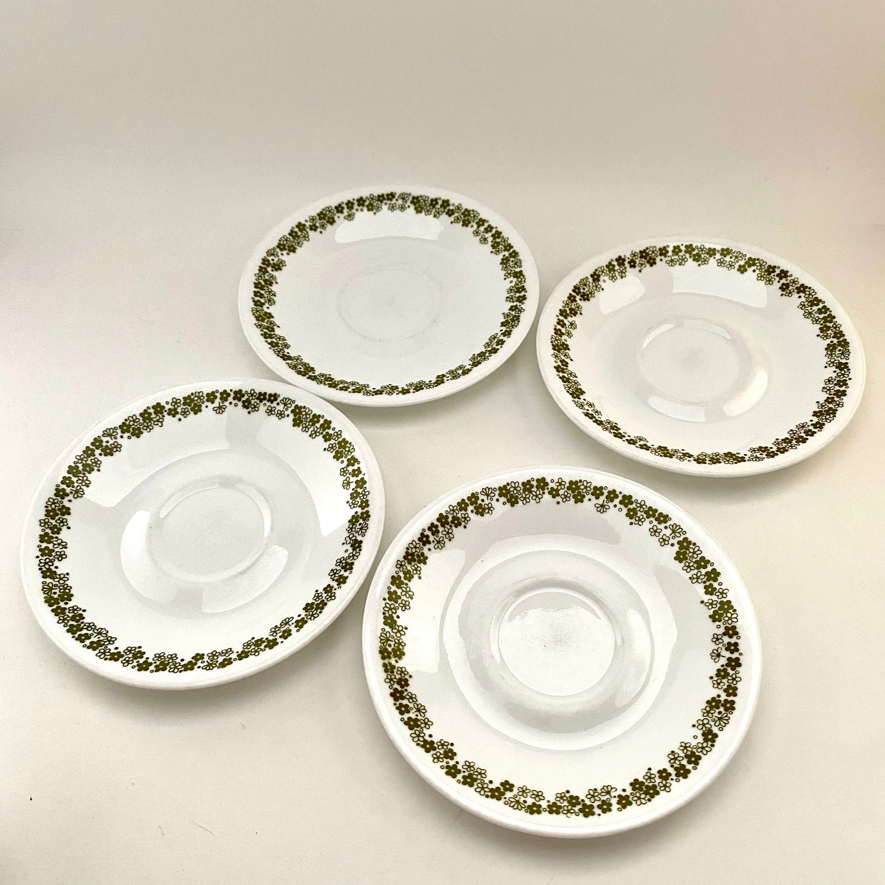 1970s Corelle Livingware Spring Blossom/Crazy Daisy Cups & Saucers