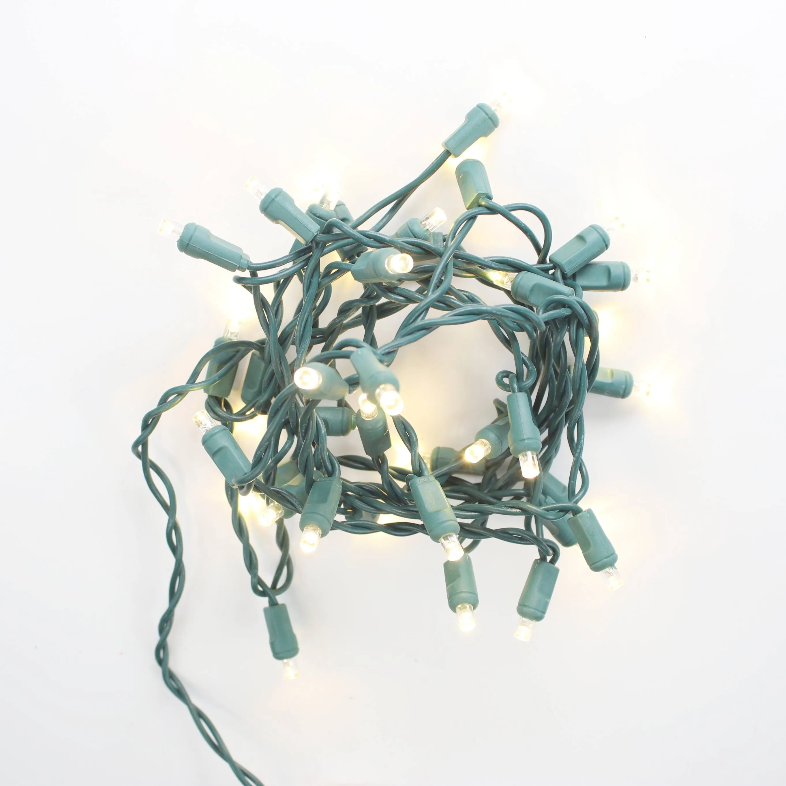 20-light Warm White LED Craft Lights, Green Wire