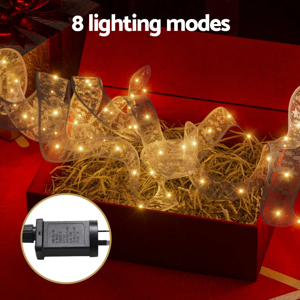 20M Ribbon Fairy Lights, 200 LED, 8 Modes, Water Resistant - Jingle Jollys