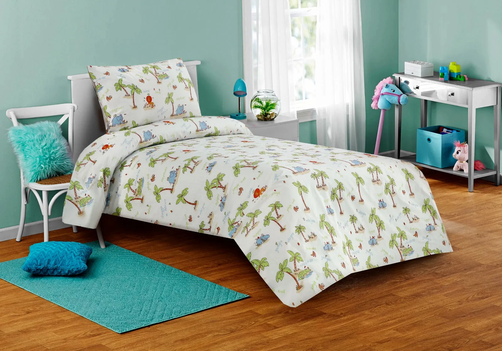 2Pcs Single Bed Sheet-Jangle Party