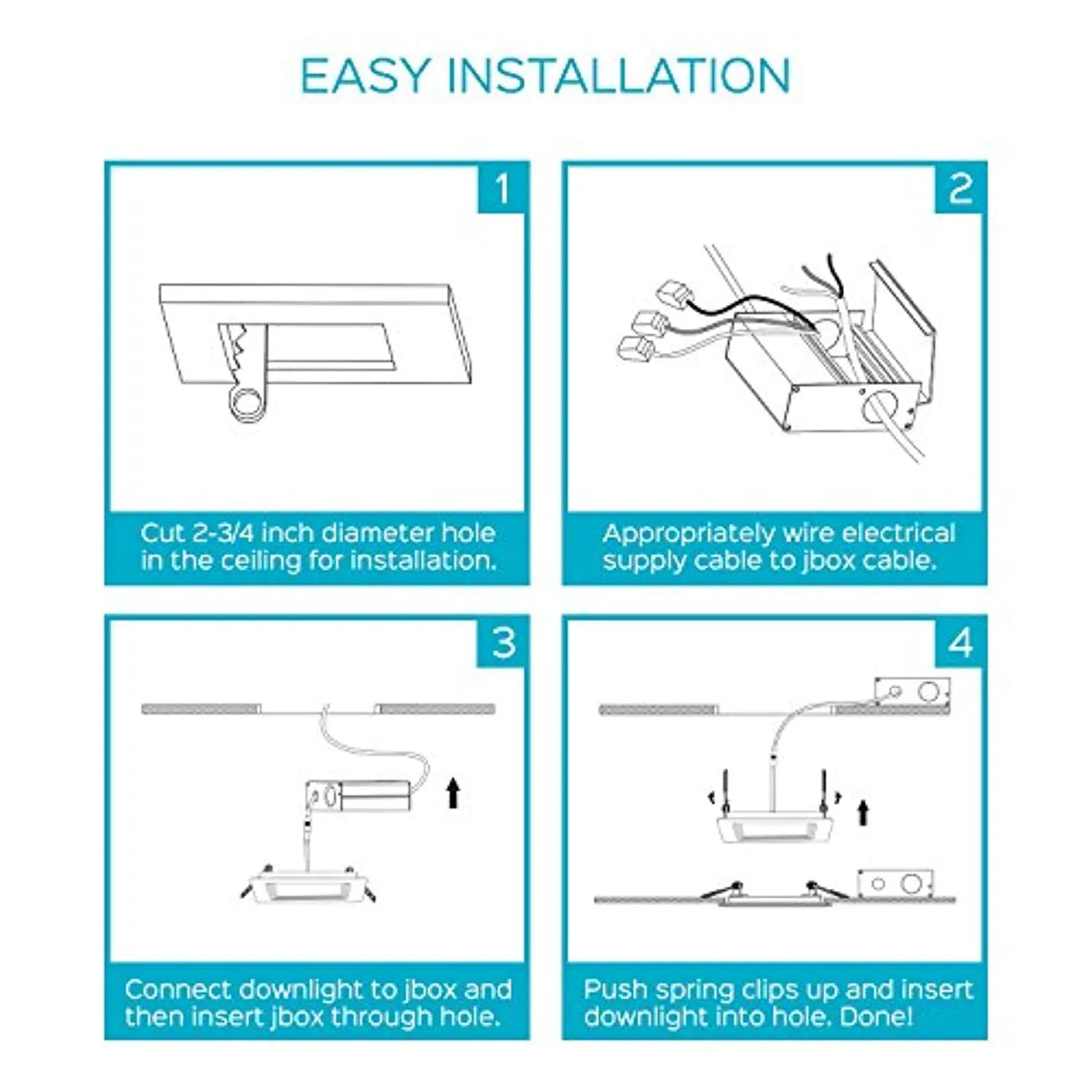 3 Inch Square Ultra Thin LED Recessed Light with Junction Box-(6-Pack)