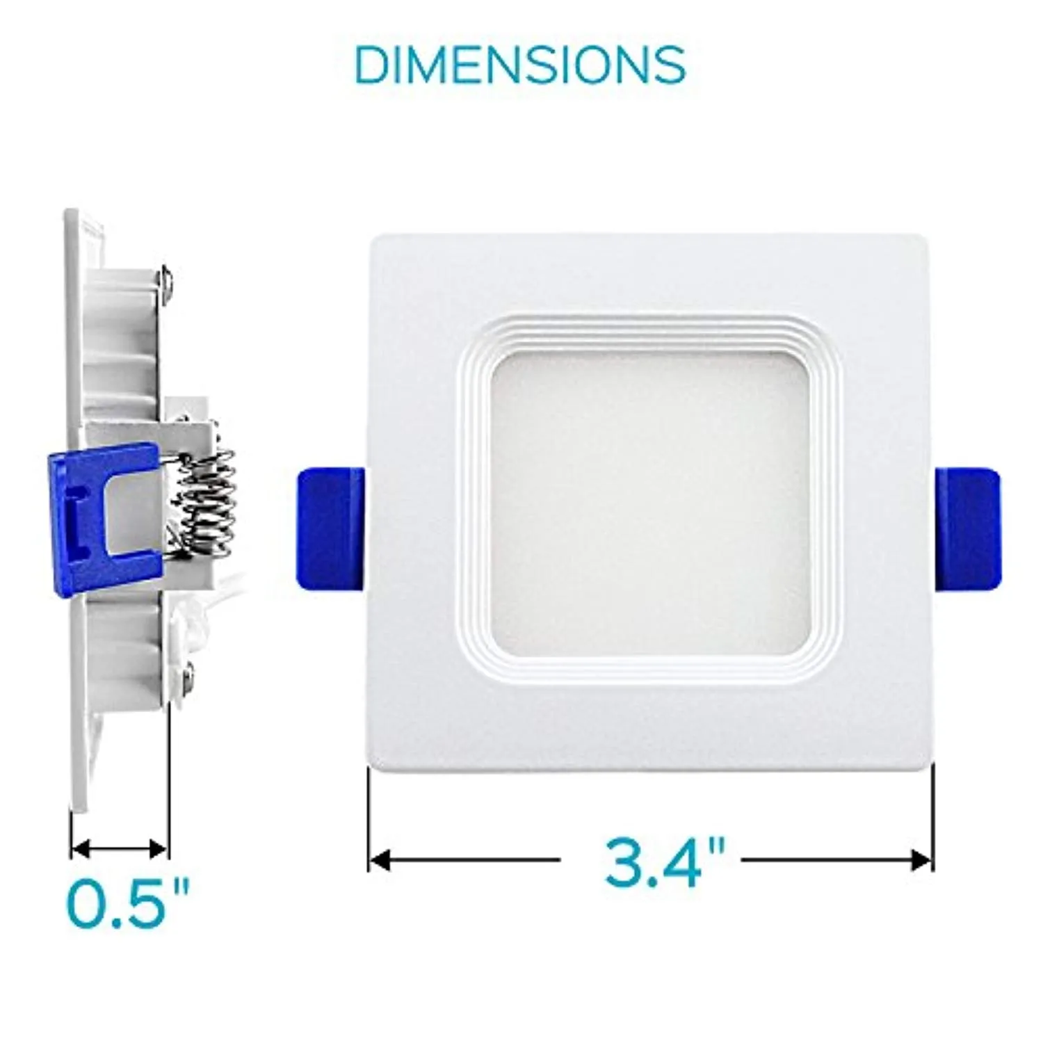 3 Inch Square Ultra Thin LED Recessed Light with Junction Box-(6-Pack)