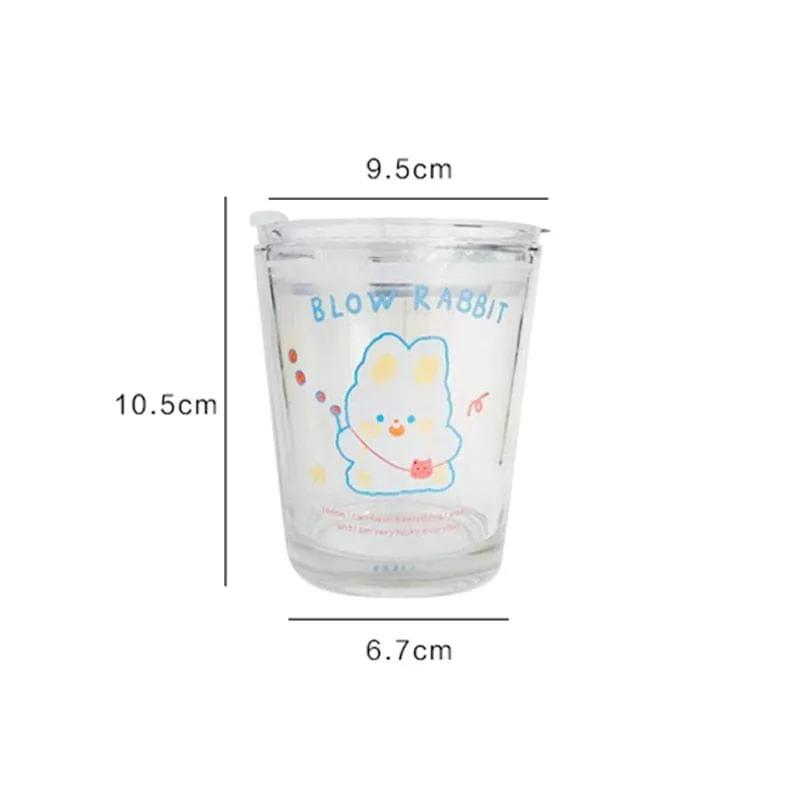 300ml Kawaii Boba Bear Glass Cup With Straw & Lid