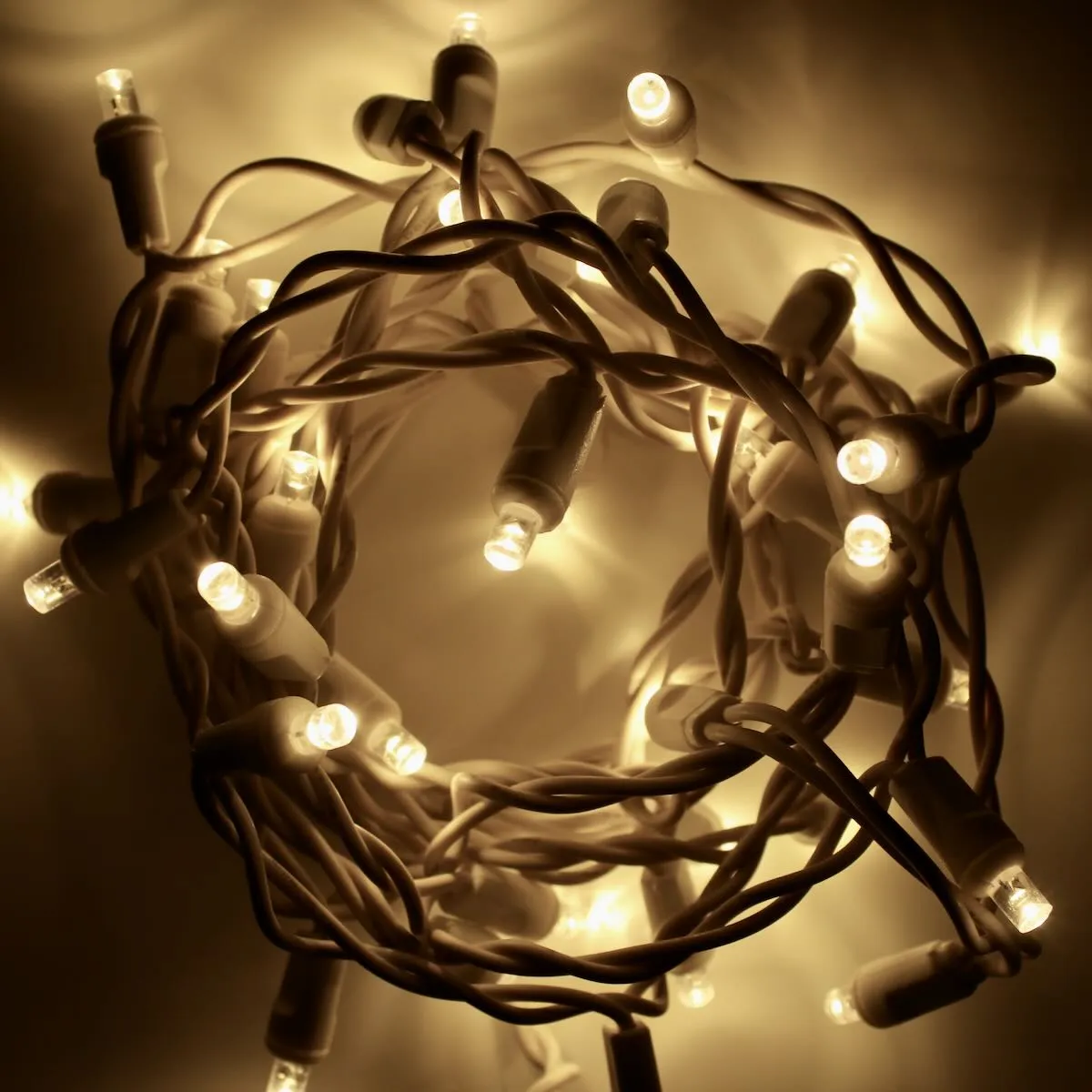 35-light Warm White LED Craft Lights, White Wire