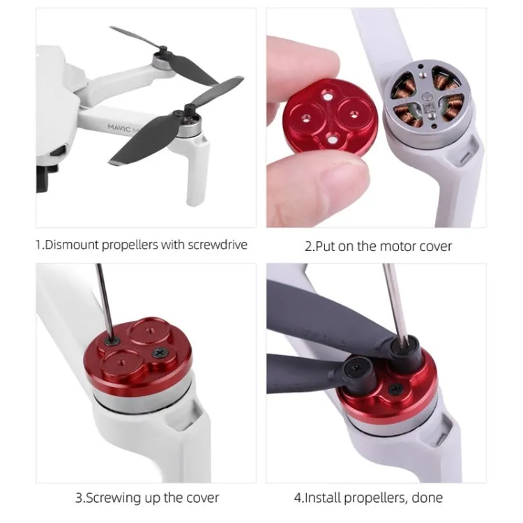 4 PCS Sunnylife Motor Metal Protection Cover for DJI Mini 2 (Red)