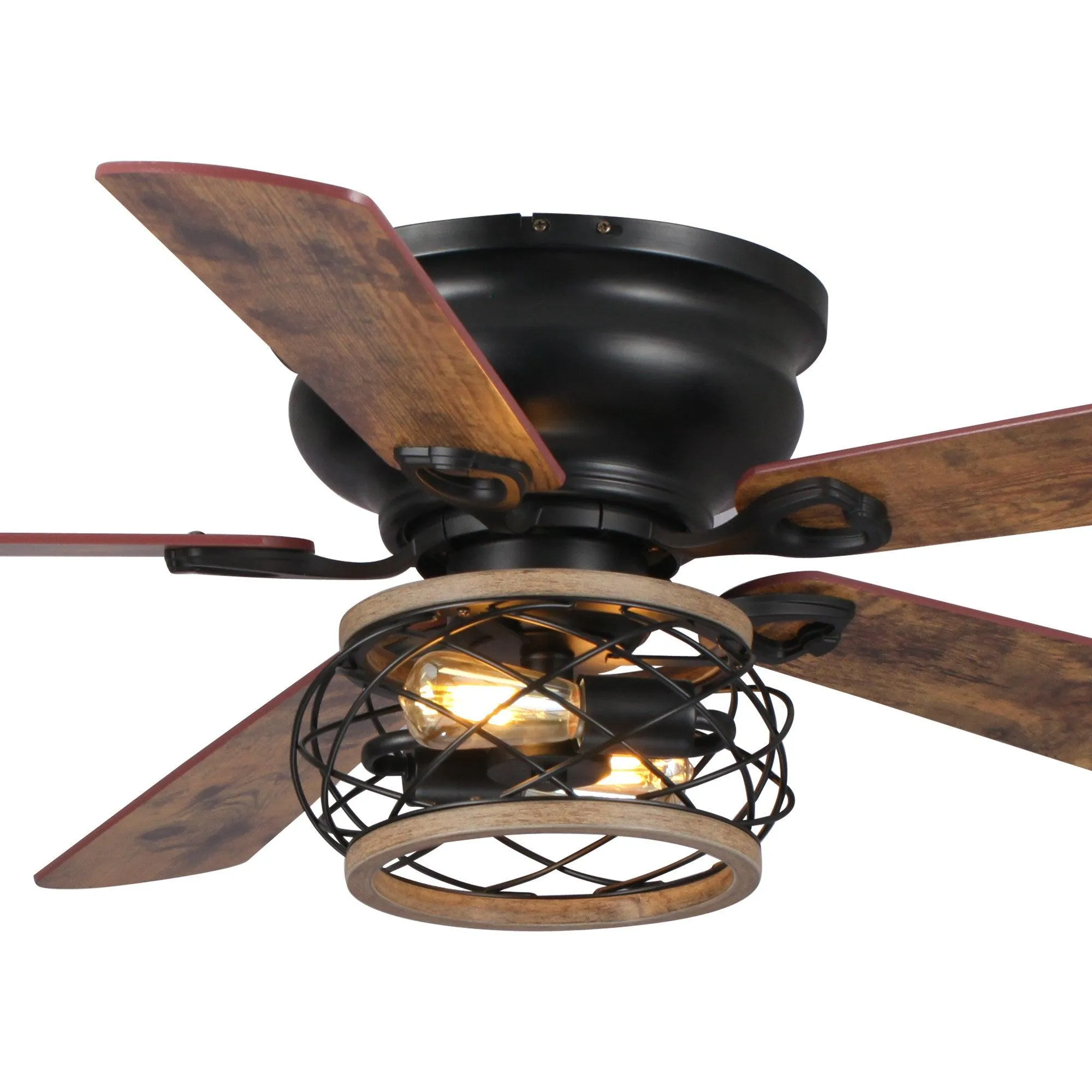 48"Antwerp Farmhouse Flush Mount Reversible Ceiling Fan with Lighting and Remote Control