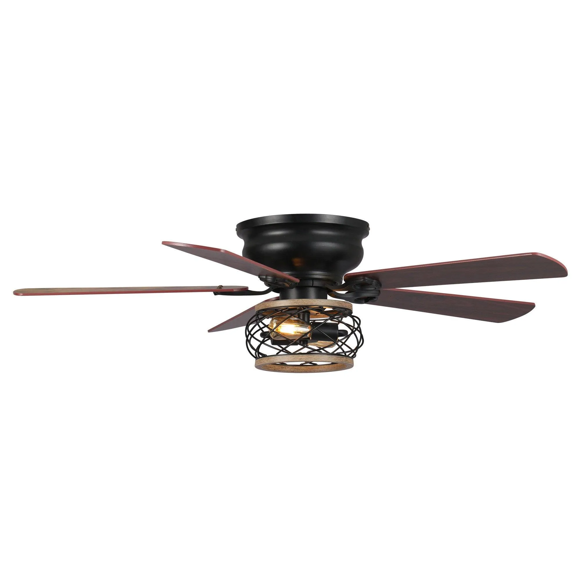 48"Antwerp Farmhouse Flush Mount Reversible Ceiling Fan with Lighting and Remote Control