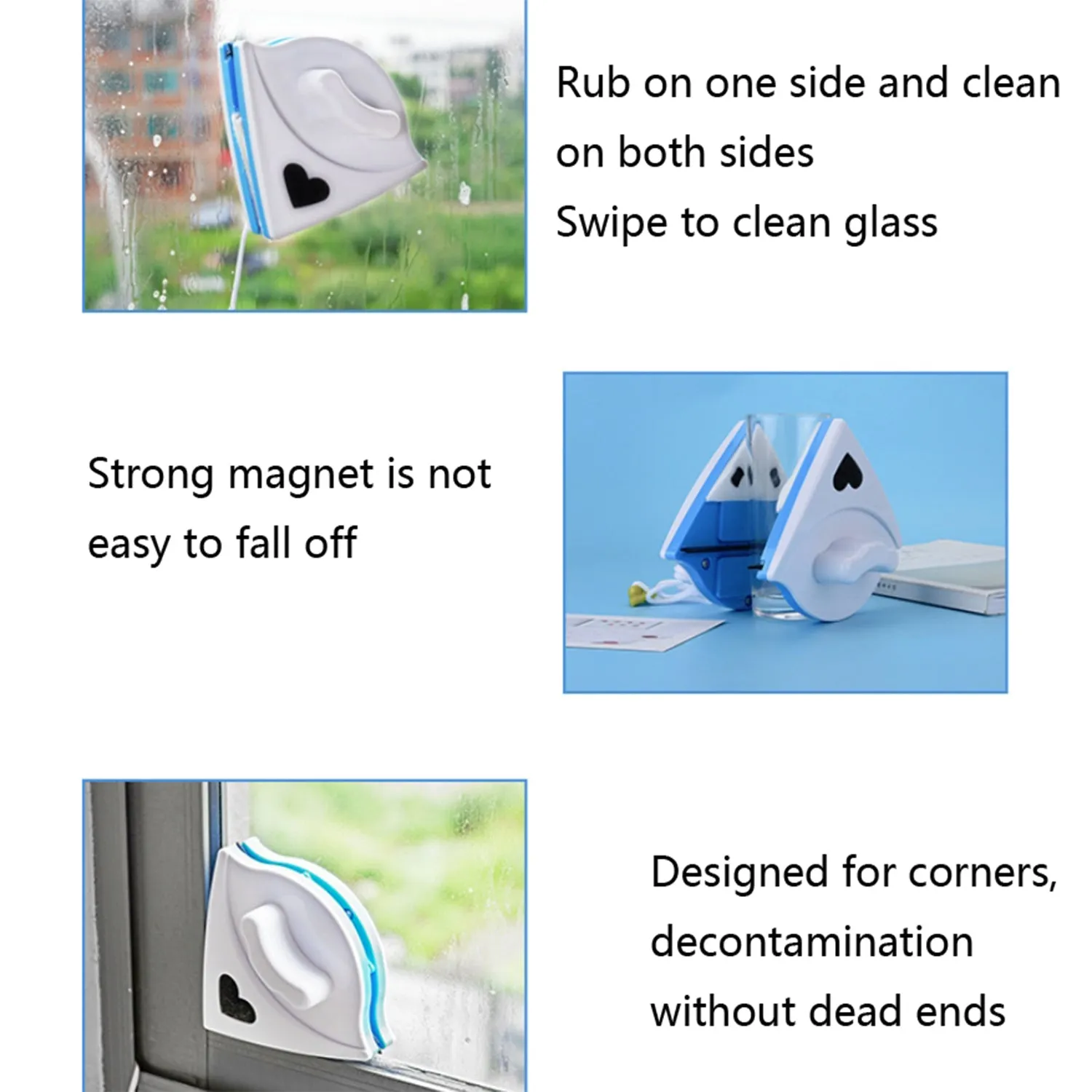 4976 Double face glass cleaner Window Squeegee, Magnetic Window Washing Equipment.