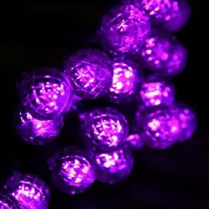 50-light  G12 Purple LED Christmas Lights, 4" Spacing Green Wire