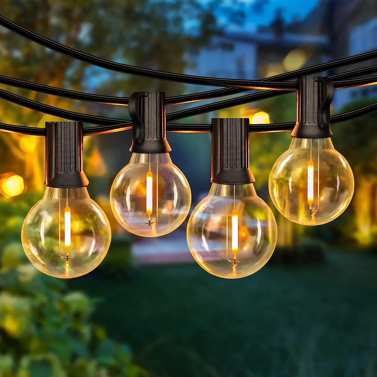 50FT LED G40 Globe String Lights, Shatterproof Outdoor Patio String Lights with 50 2 Dimmable Edison Bulbs, 50 Backyard Hanging Bistro Light Waterproof for Balcony Party Wedding Market Cafe