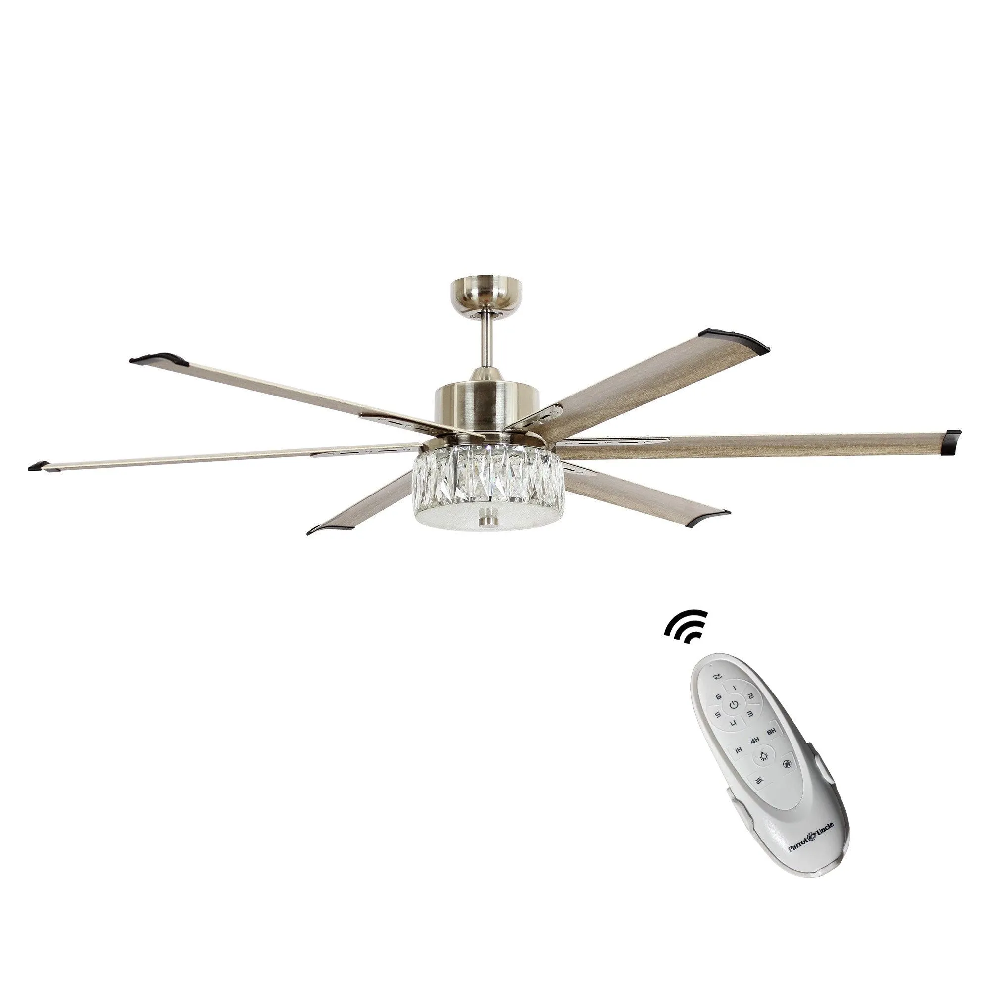 65" Modern Brushed Nickel DC Motor Downrod Mount Reversible Ceiling Fan with Lighting and Remote Control