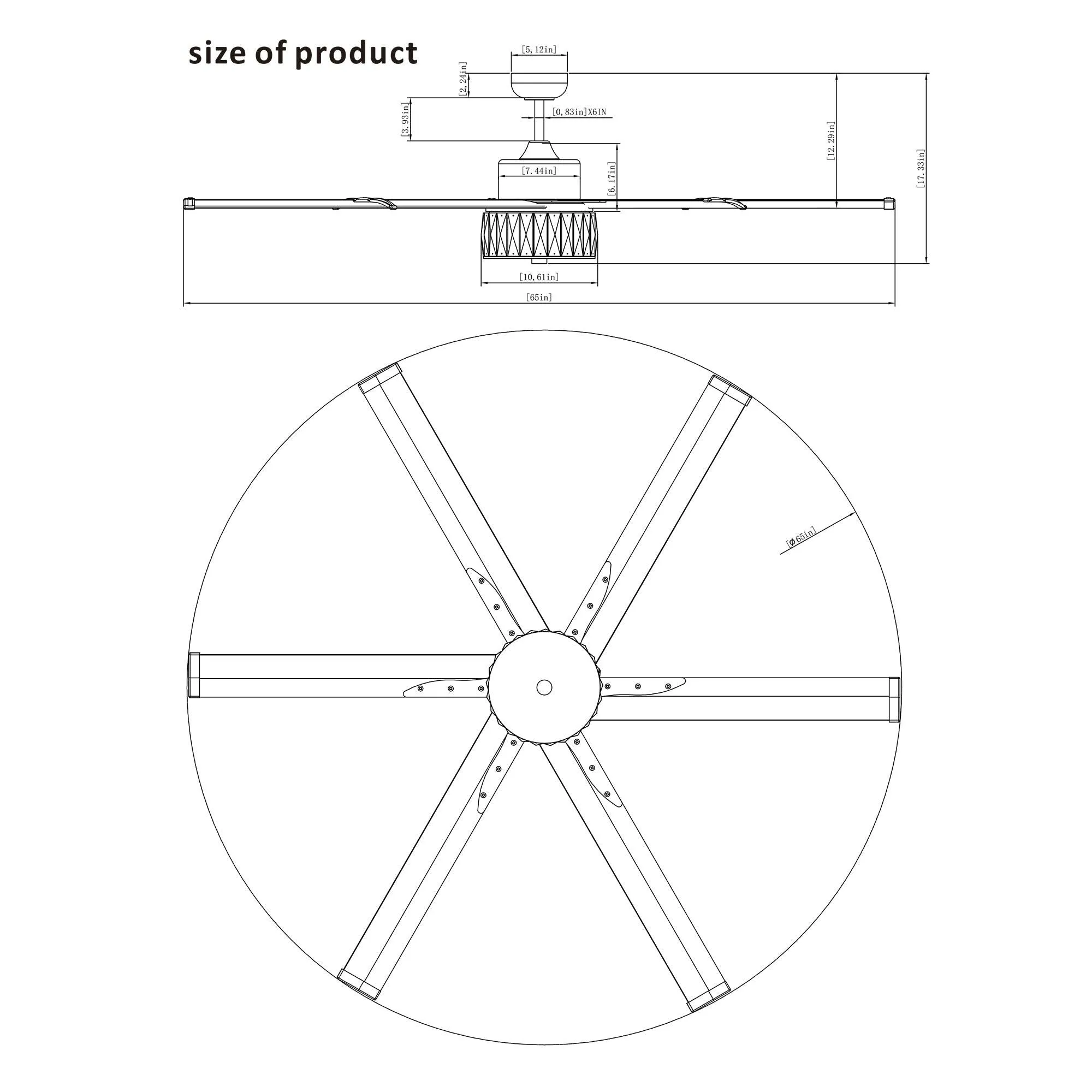 65" Modern Brushed Nickel DC Motor Downrod Mount Reversible Ceiling Fan with Lighting and Remote Control