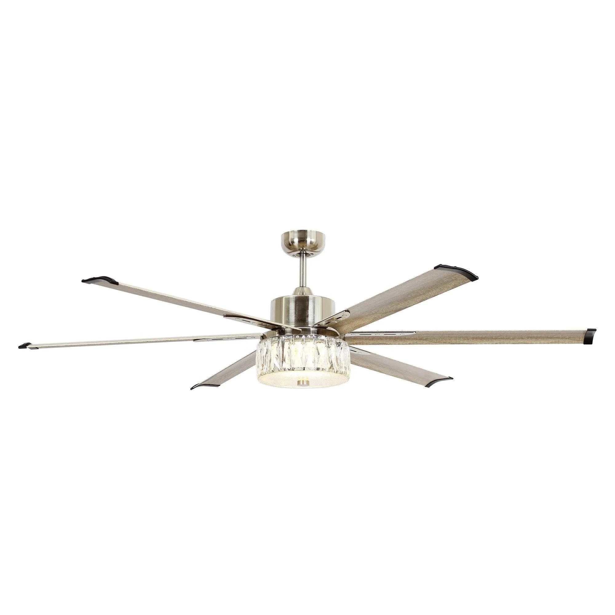 65" Modern Brushed Nickel DC Motor Downrod Mount Reversible Ceiling Fan with Lighting and Remote Control