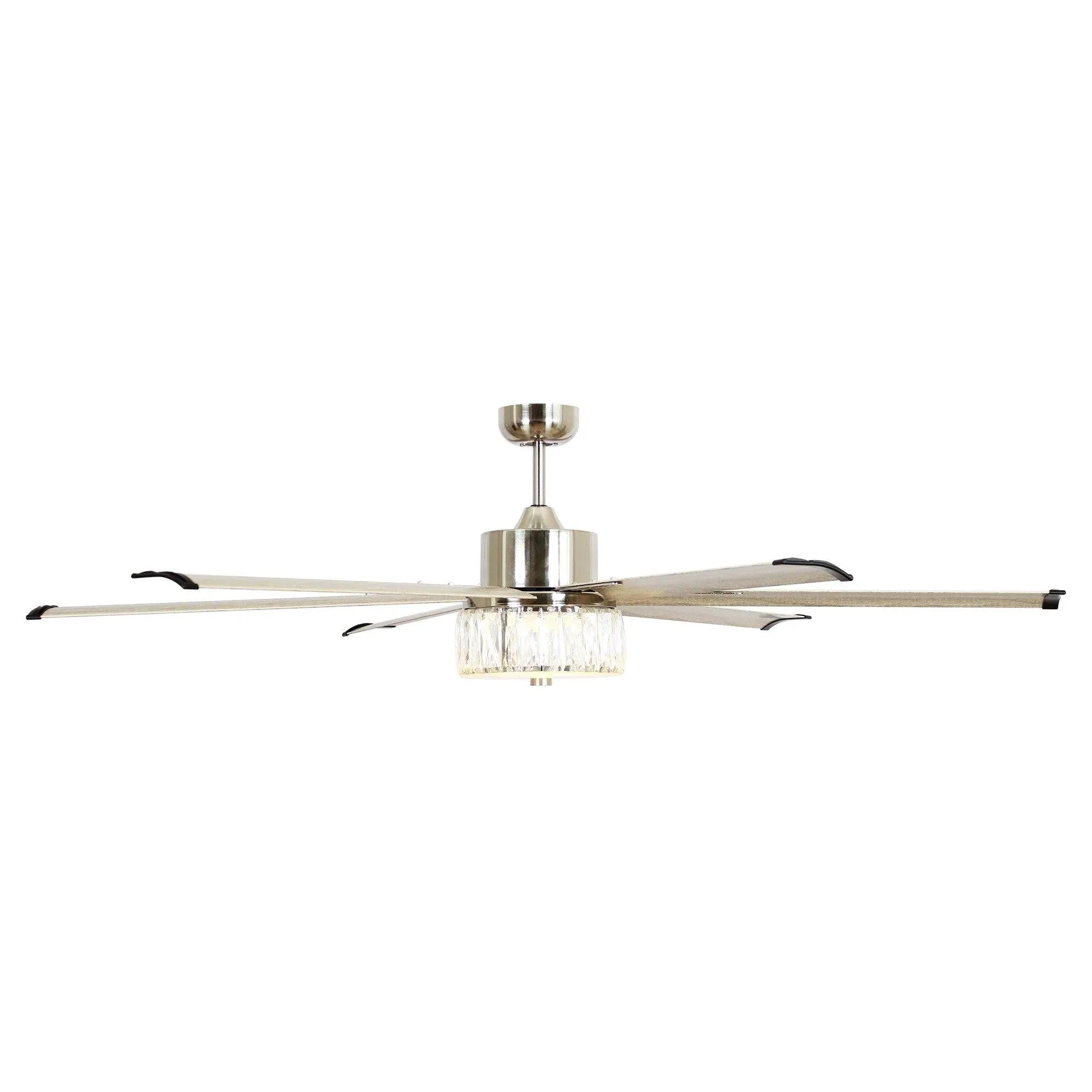 65" Modern Brushed Nickel DC Motor Downrod Mount Reversible Ceiling Fan with Lighting and Remote Control