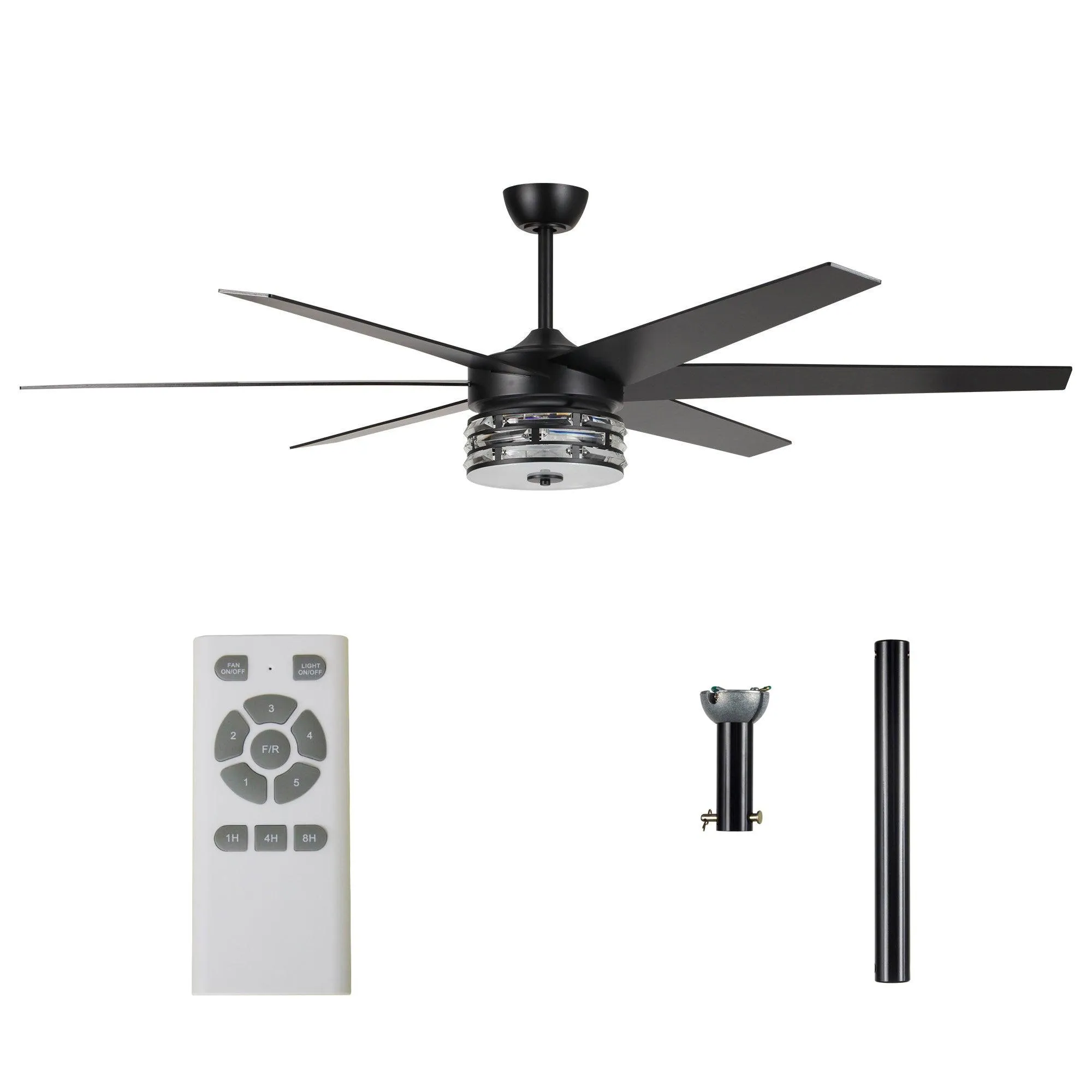 70" Modern DC Motor Downrod Mount Reversible Ceiling Fan with Lighting and Remote Control