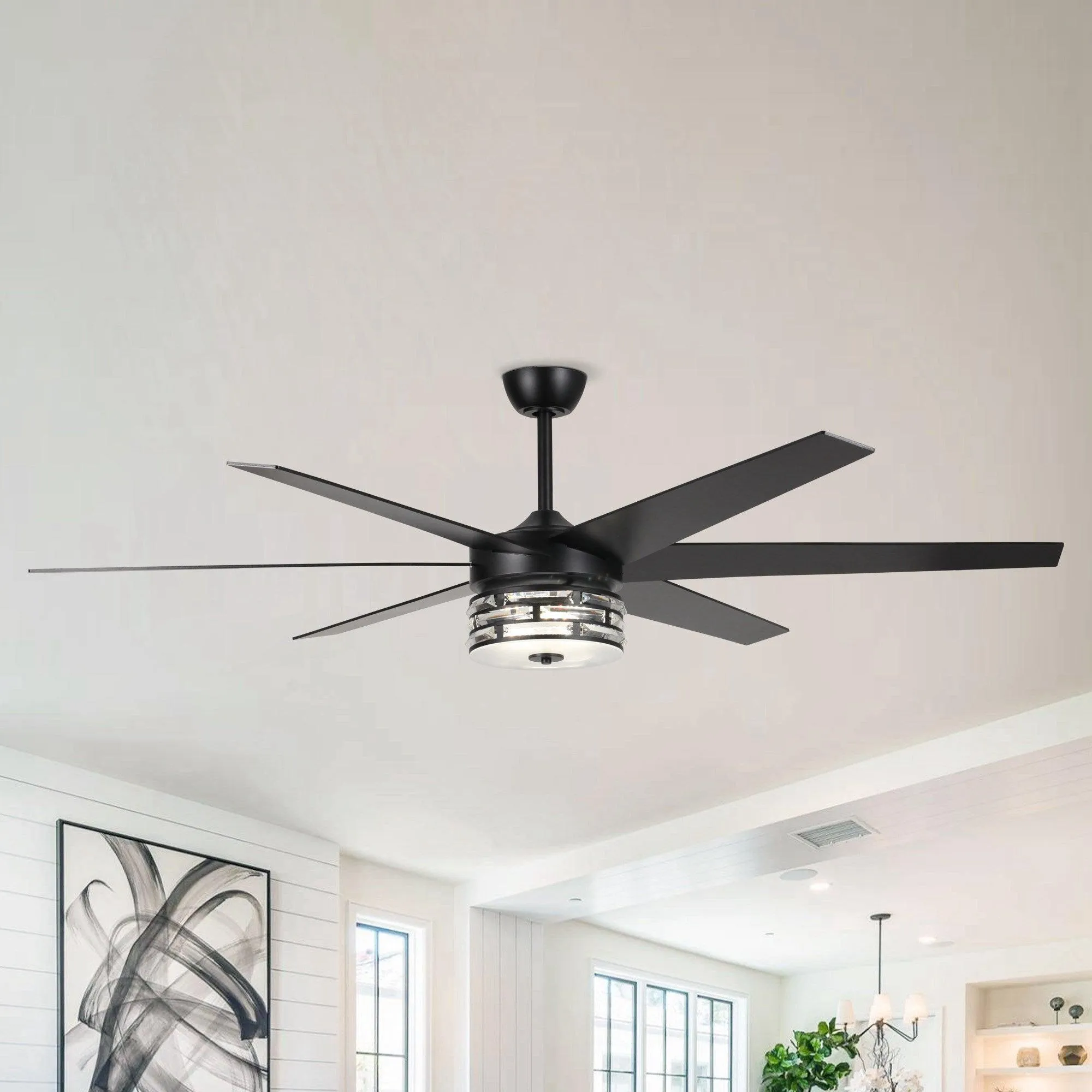 70" Modern DC Motor Downrod Mount Reversible Ceiling Fan with Lighting and Remote Control