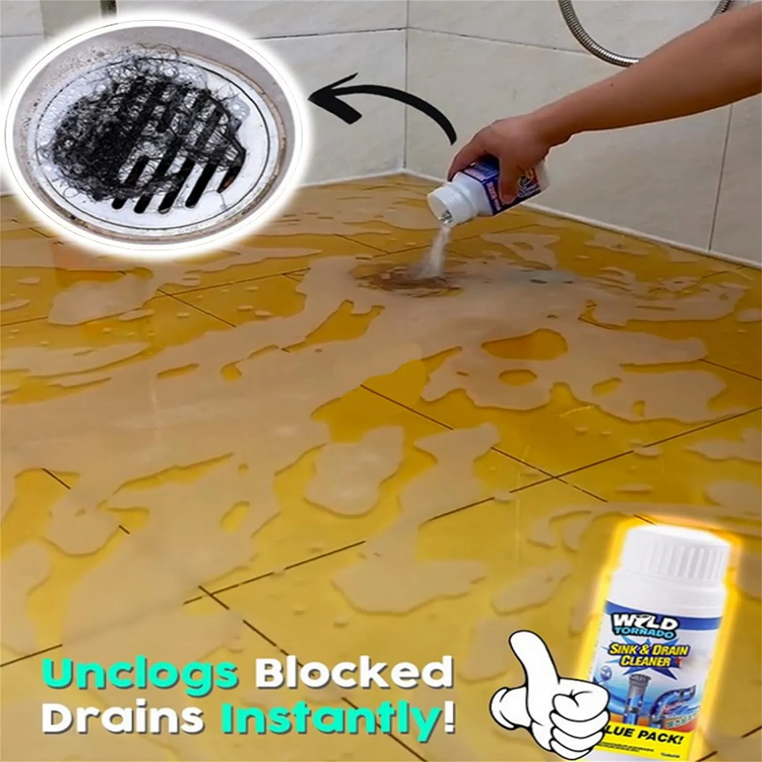 7934 Powerful Sink and Drain Cleaner, Portable Powder Cleaning Tool Super Clog Remover Chemical Powder Agent for Kitchen Toilet Pipe Dredging (110 Gm)