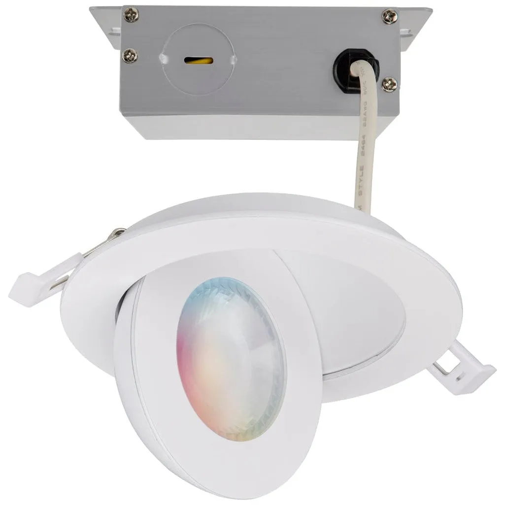 9W - LED Gimbaled Downlight - 4 Inch - RGB & Tunable White - Round - Starfish IOT - White Finish - 650 Lumens - 120-227V