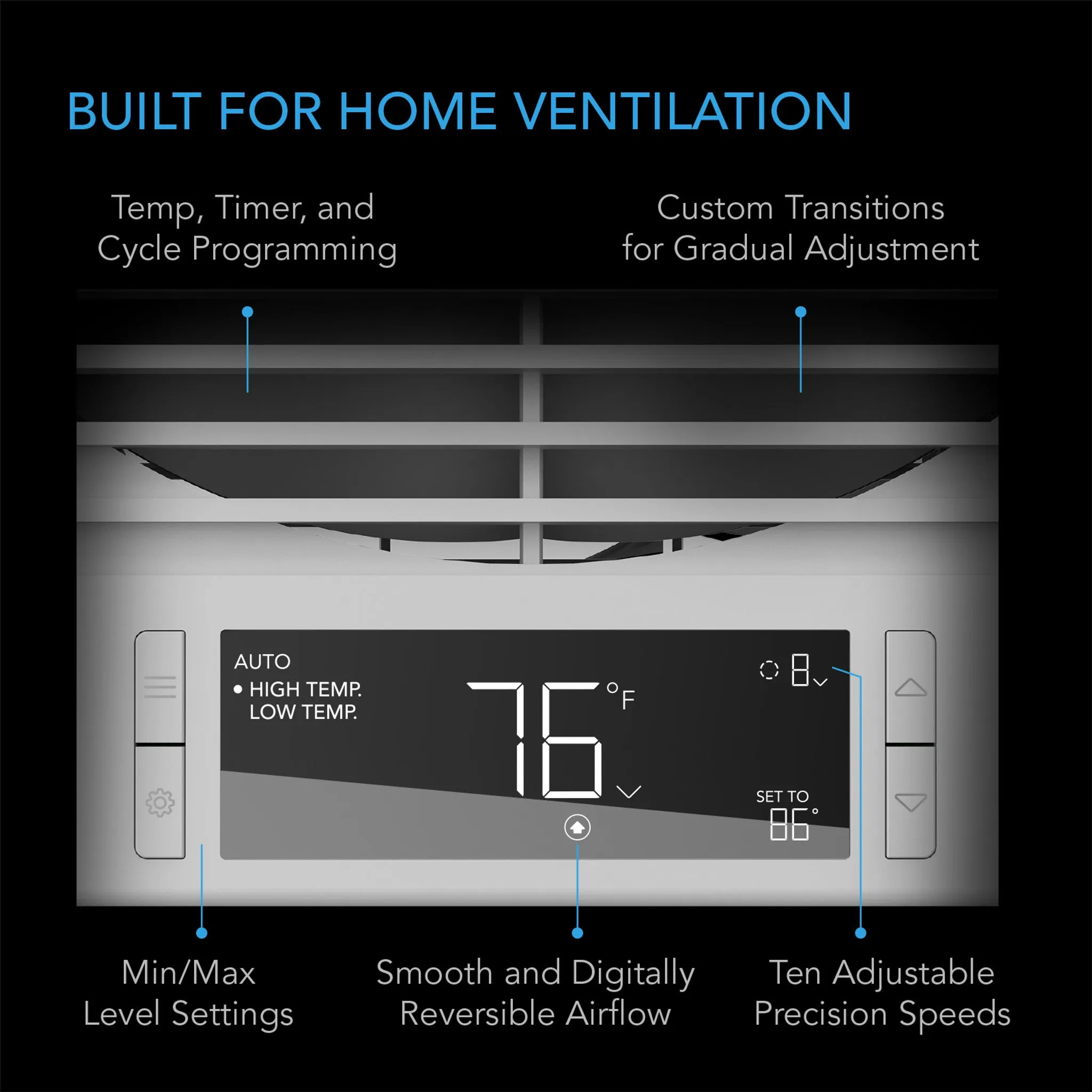 AC Infinity Room to Room Fan, Two-Way Airflow, Temperature Controller, 8-Inch