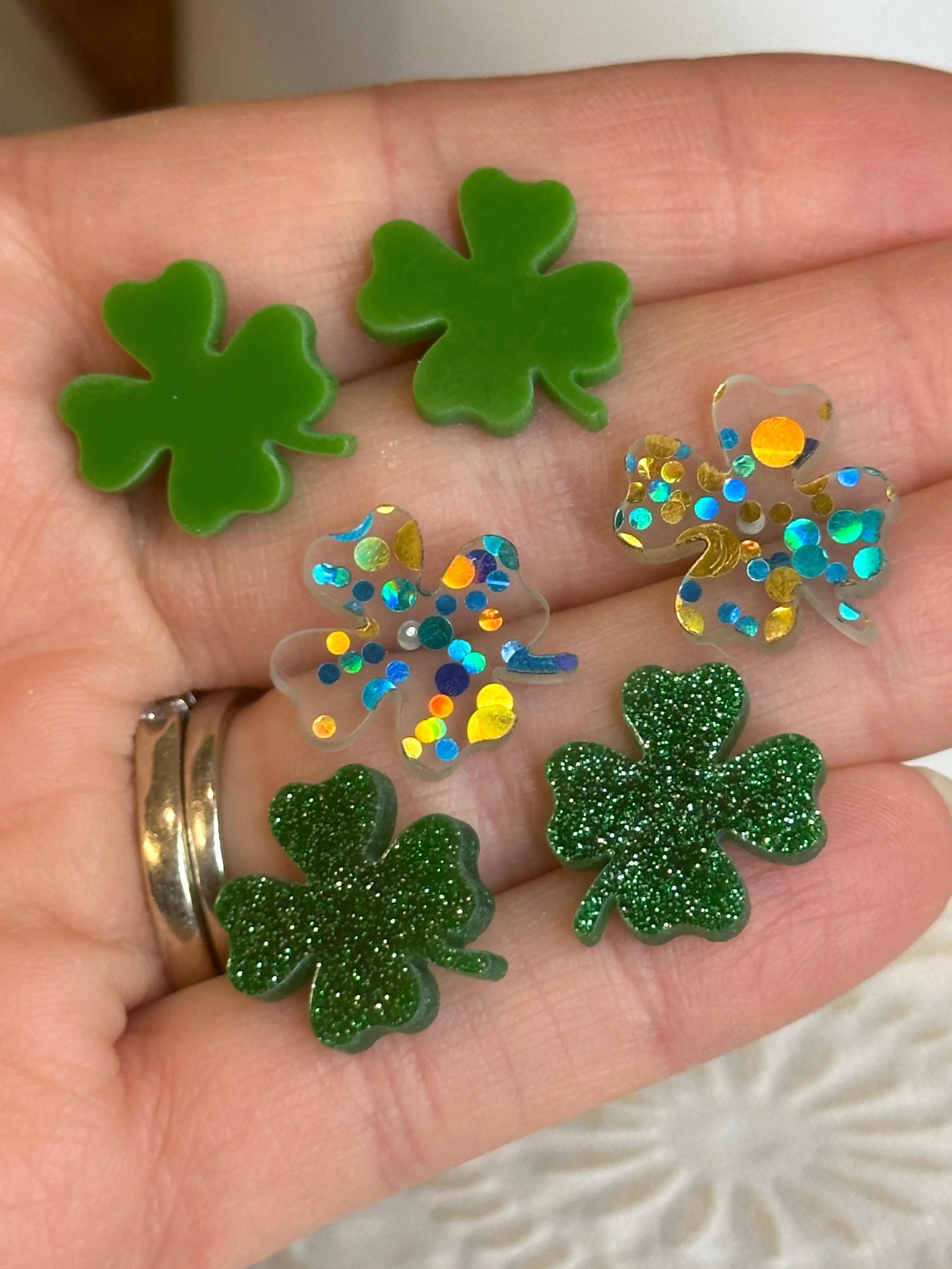 Acrylic Shamrock Studs