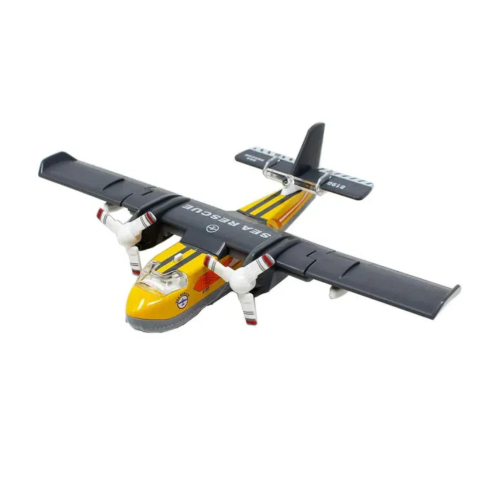 AIRCRAFT TOY DIECAST METAL ALLOY MODEL AIR PLANE MILITARY AIR FORCE SEAPLANE PULLBACK TOYS WITH LIGHTS AND SOUNDS FIGHTER JET FOR KIDS BOY GIRLS CHILDREN [ COLOR AS PER STOCK ]