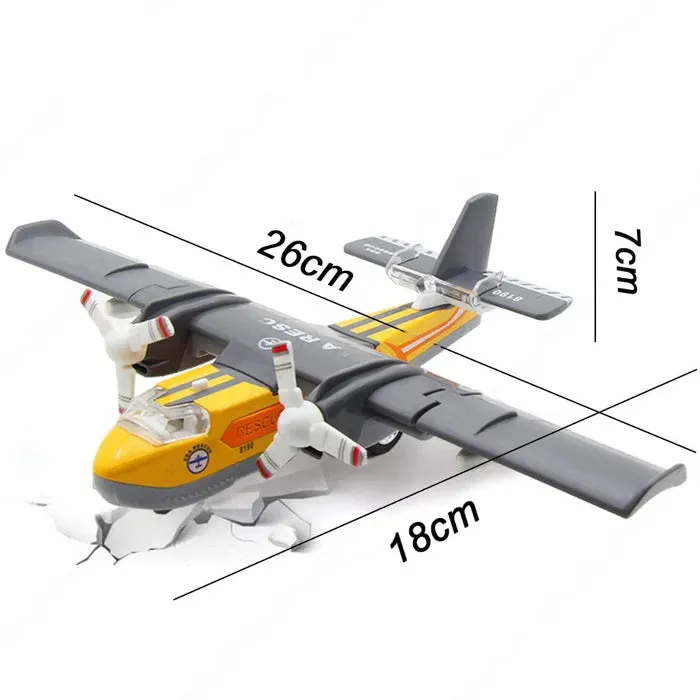 AIRCRAFT TOY DIECAST METAL ALLOY MODEL AIR PLANE MILITARY AIR FORCE SEAPLANE PULLBACK TOYS WITH LIGHTS AND SOUNDS FIGHTER JET FOR KIDS BOY GIRLS CHILDREN [ COLOR AS PER STOCK ]