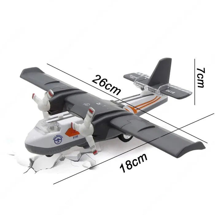 AIRCRAFT TOY DIECAST METAL ALLOY MODEL AIR PLANE MILITARY AIR FORCE SEAPLANE PULLBACK TOYS WITH LIGHTS AND SOUNDS FIGHTER JET FOR KIDS BOY GIRLS CHILDREN [ COLOR AS PER STOCK ]