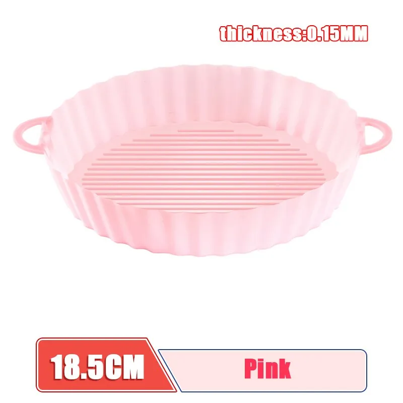 AirFryer Reusable Pot Silicone Easy To Clean Oven For Round Liner Pizza Chicken Plate Grill Nonstick Pan Mat Air Fryer Accessory