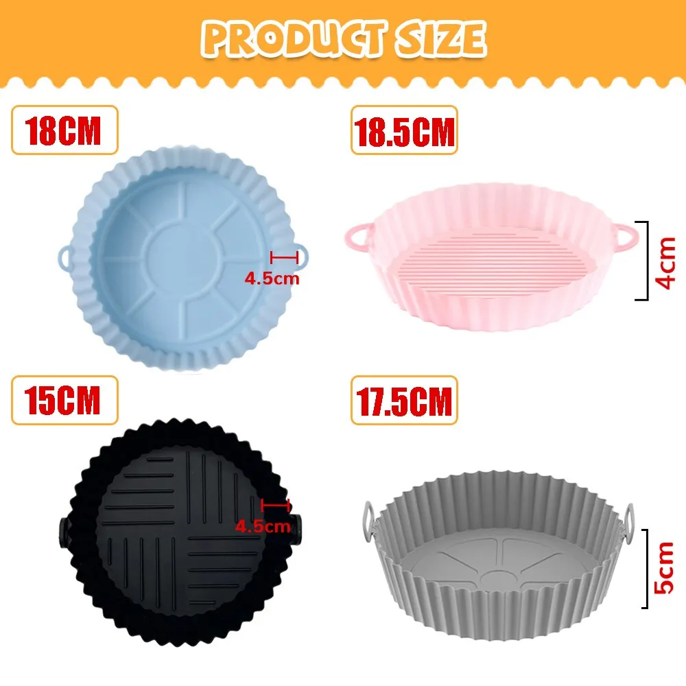 AirFryer Reusable Pot Silicone Easy To Clean Oven For Round Liner Pizza Chicken Plate Grill Nonstick Pan Mat Air Fryer Accessory