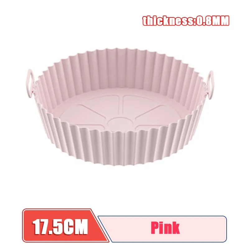 AirFryer Reusable Pot Silicone Easy To Clean Oven For Round Liner Pizza Chicken Plate Grill Nonstick Pan Mat Air Fryer Accessory