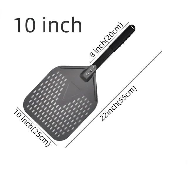 Anygleam Pizza Shovel 25cm X 55cm Dark Grey for Perforated Peel with Metal Handle Oven Turning Baking Accessory