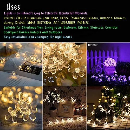 Archies® Decorative Flower Fairy String 20 Led Lights for Diwali Festival, Christmas, Party, Home Décor Gift (Warm White)