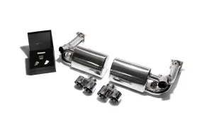 ARMYTRIX Stainless Steel Valvetronic Exhaust System Quad Chrome Silver Tips Porsche 997 Turbo 2007-2009