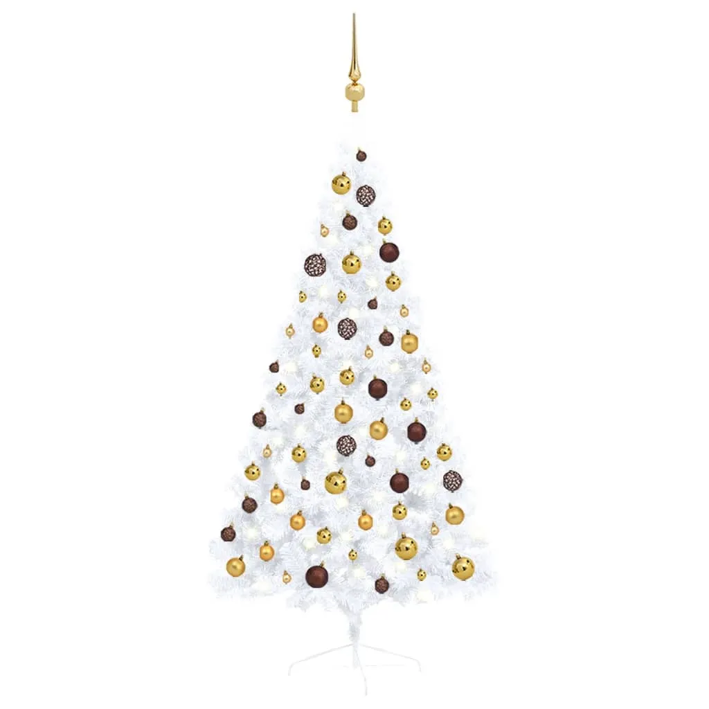 Artificial Half Pre-lit Christmas Tree with Ball Set White 150 cm