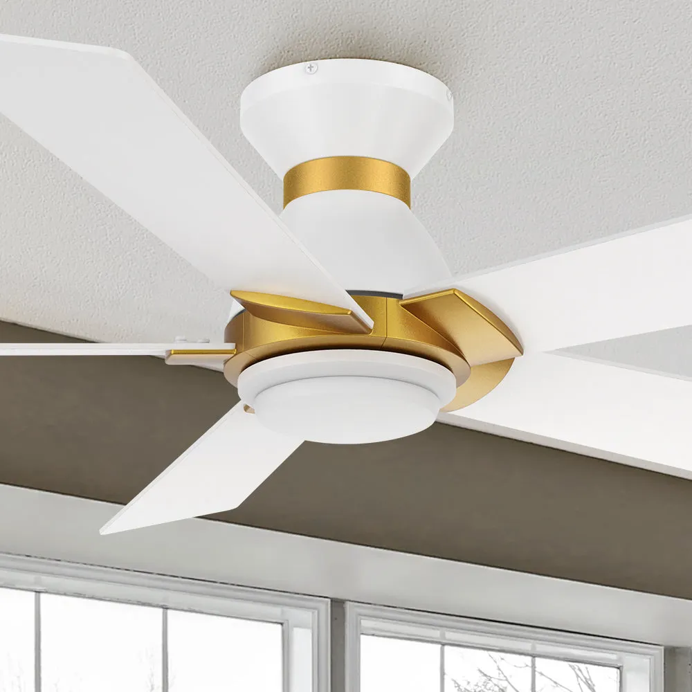 Aspen Low Profile Outdoor/Indoor Smart Ceiling Fan with LED Light 52”