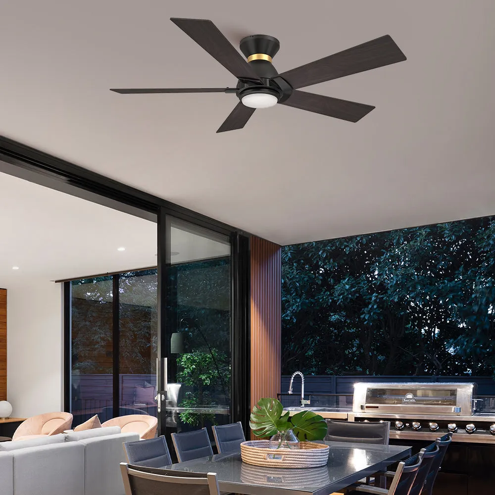 Aspen Low Profile Outdoor/Indoor Smart Ceiling Fan with LED Light 52”