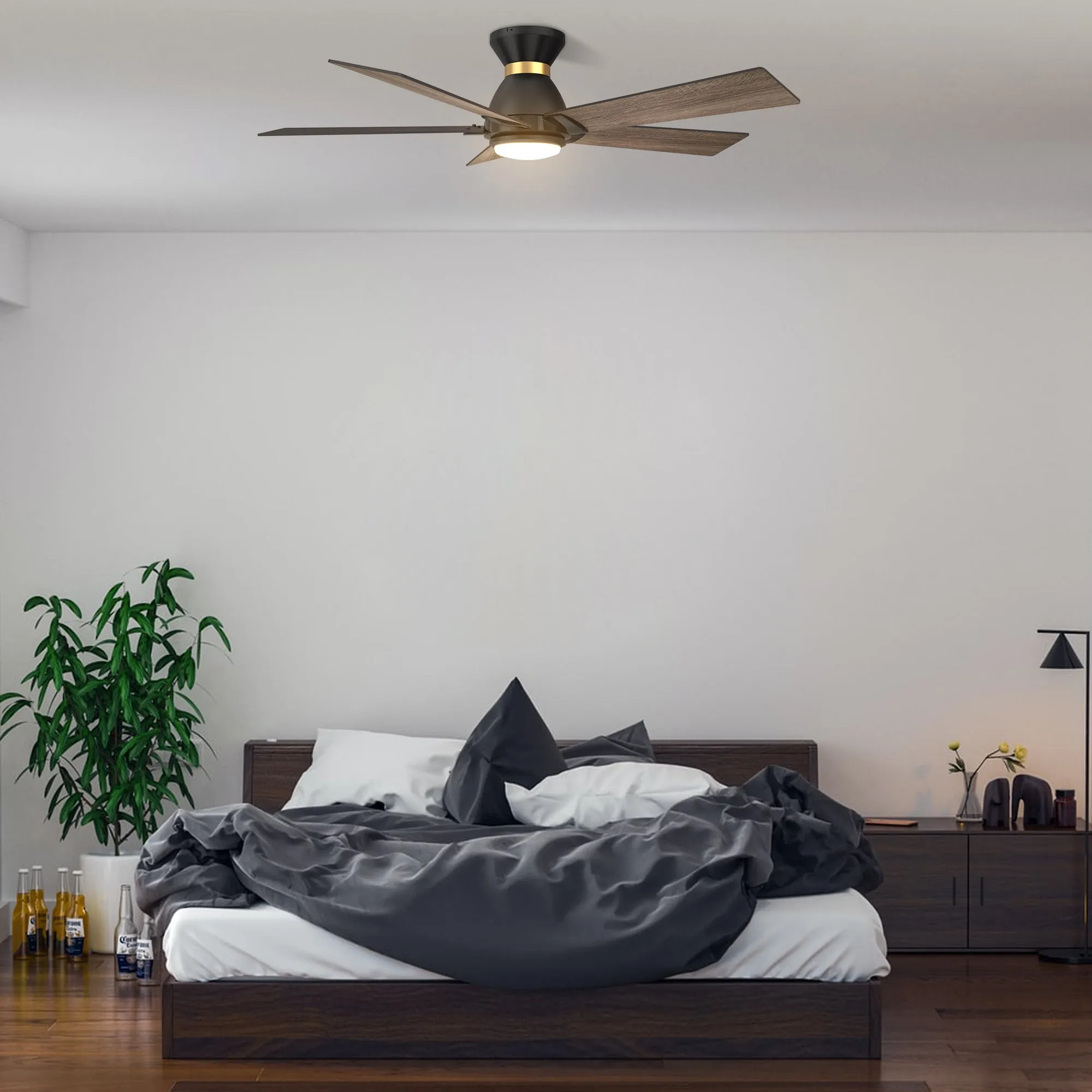 Aspen Low Profile Outdoor/Indoor Smart Ceiling Fan with LED Light 52”