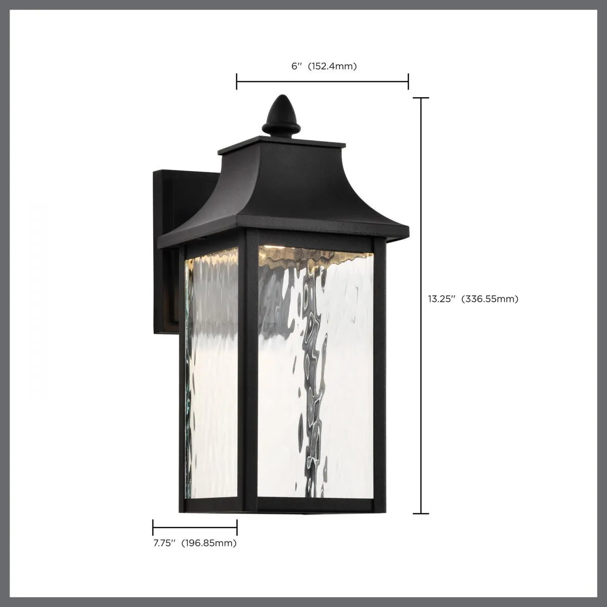 Austen Collection; 1 Light Outdoor Small Wall Fixture; LED; SMART - Starfish RGBTW; CCT Selectable; Matte Black; Clear Water Glass