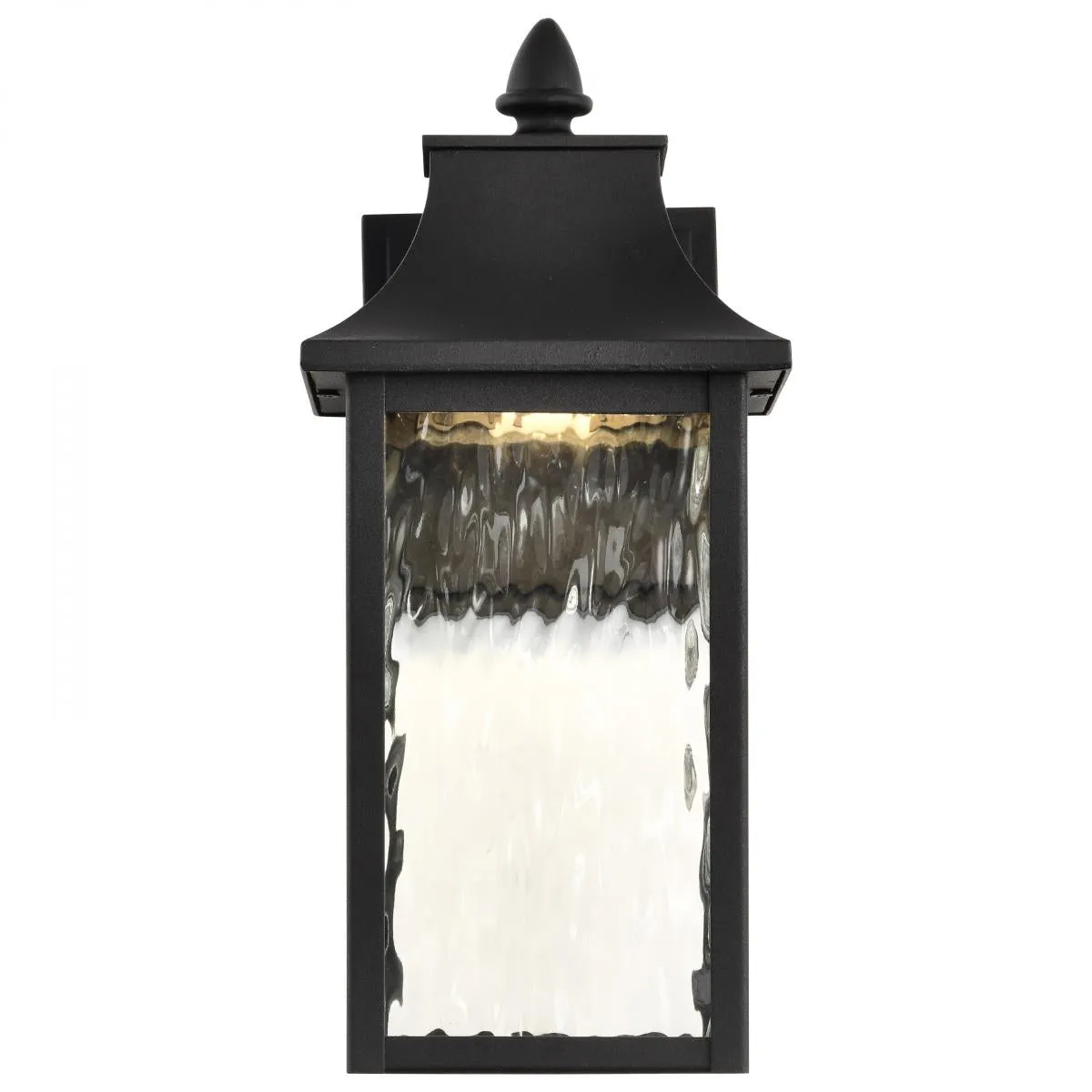 Austen Collection; 1 Light Outdoor Small Wall Fixture; LED; SMART - Starfish RGBTW; CCT Selectable; Matte Black; Clear Water Glass