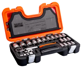 Bahco 24 Piece 1/2" Square Drive Socket Set with Metric Hex Profile and Ratchet