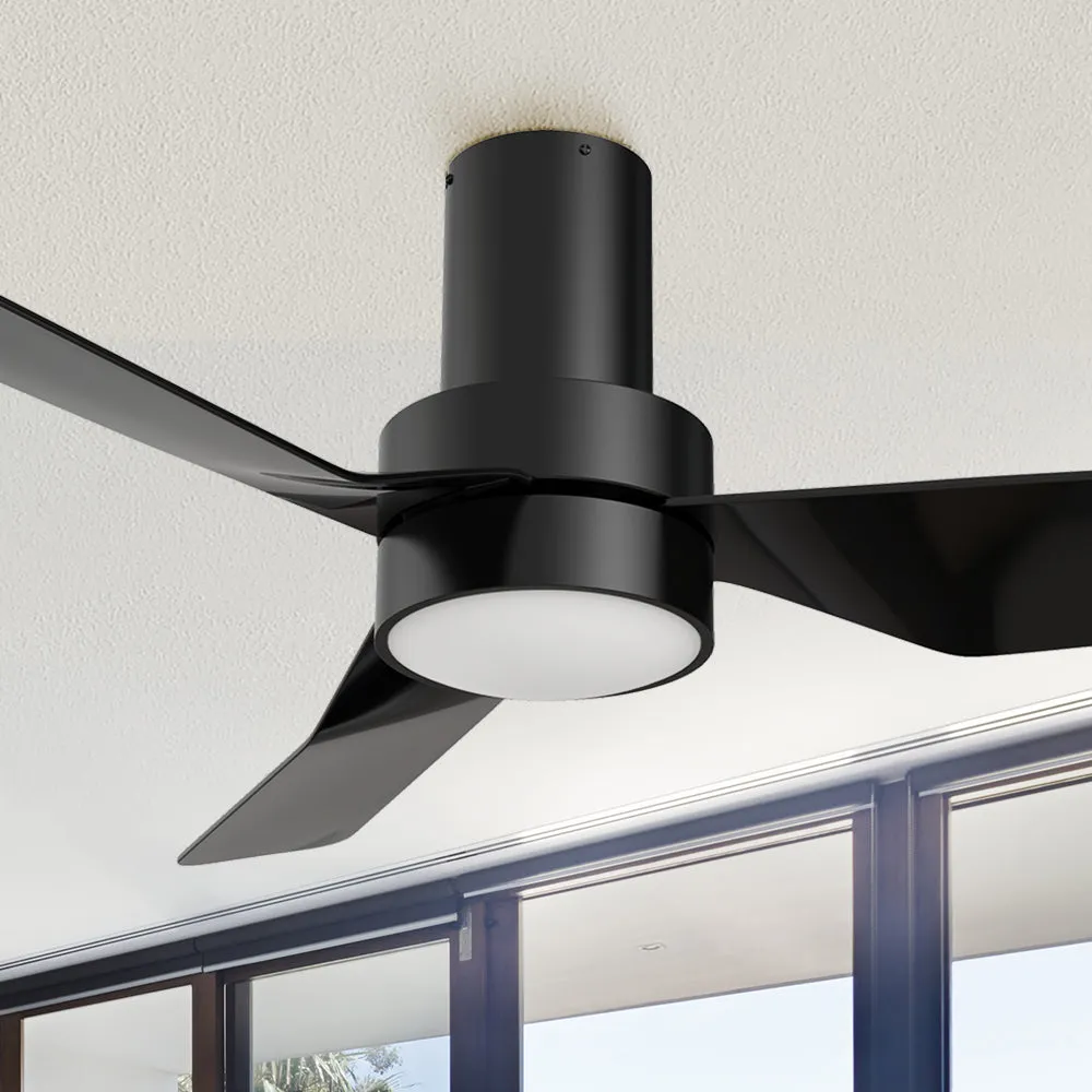 Barnet Flush Mount Smart Ceiling Fan with LED Light and remote 44 inch